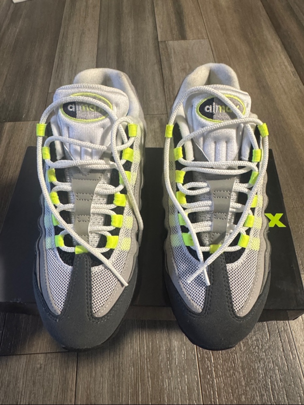 Women Nike White Gray Neon Yellow Lace-Up Sneakers